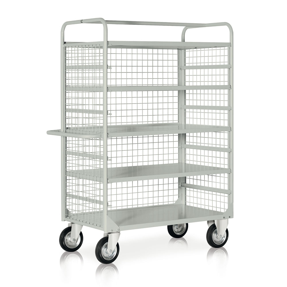 Sheet metal trolley with 4 shelves - C064